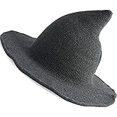 XYIYI Women Witch Wool Hats Wizard Hat Wide Brim Foldable Cap for Halloween Cosplay Costume Party Masquerade
