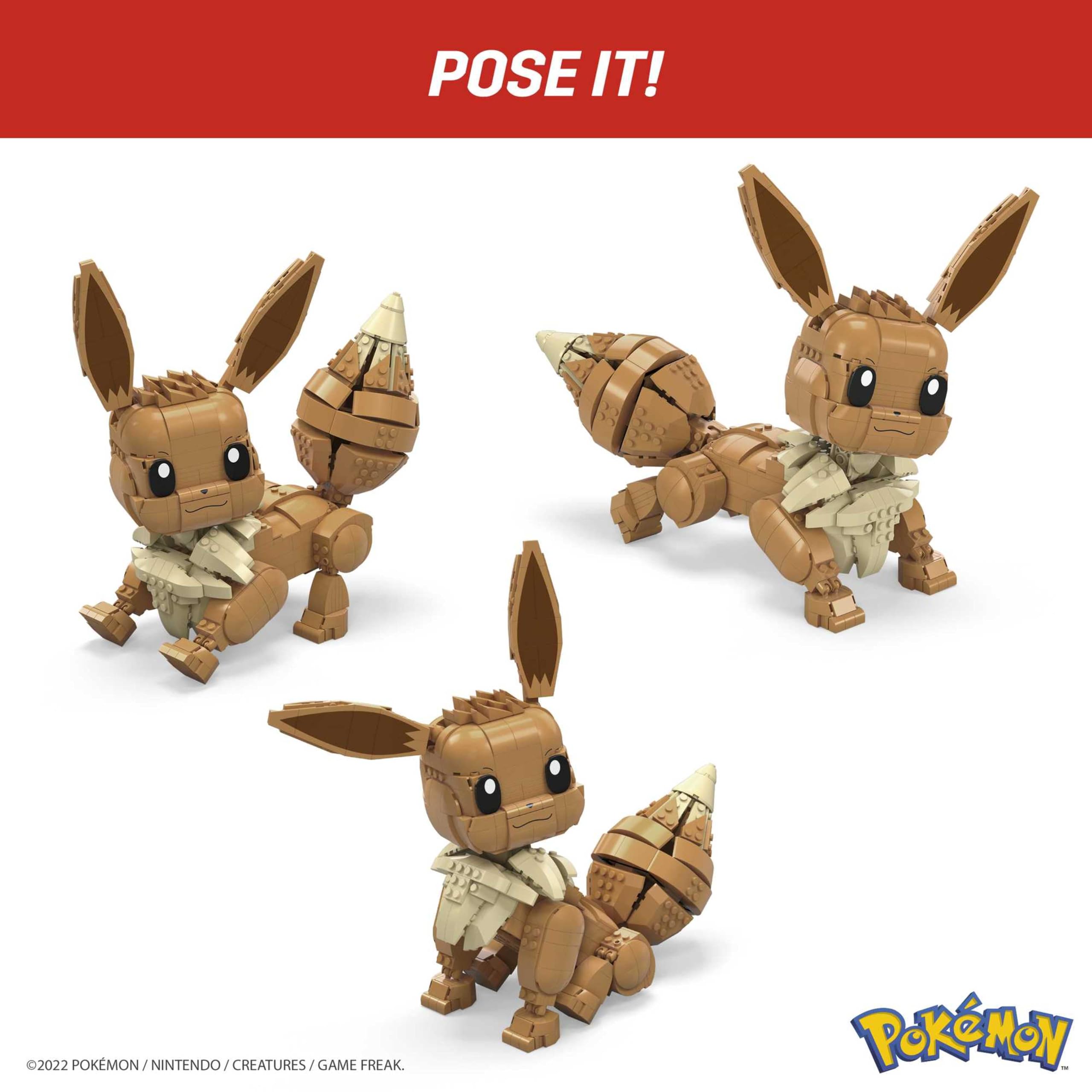 MEGA Pokémon Building Toys Set Jumbo Eevee with 824 Pieces, Articulated and Poseable, 11 Inches Tall, for Kids