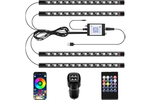 Bawoo Interior Car Lights, Car LED Strip Light Waterproof 48 LED Lights for Car with APP Control, RGB Music Sync Under Dash C