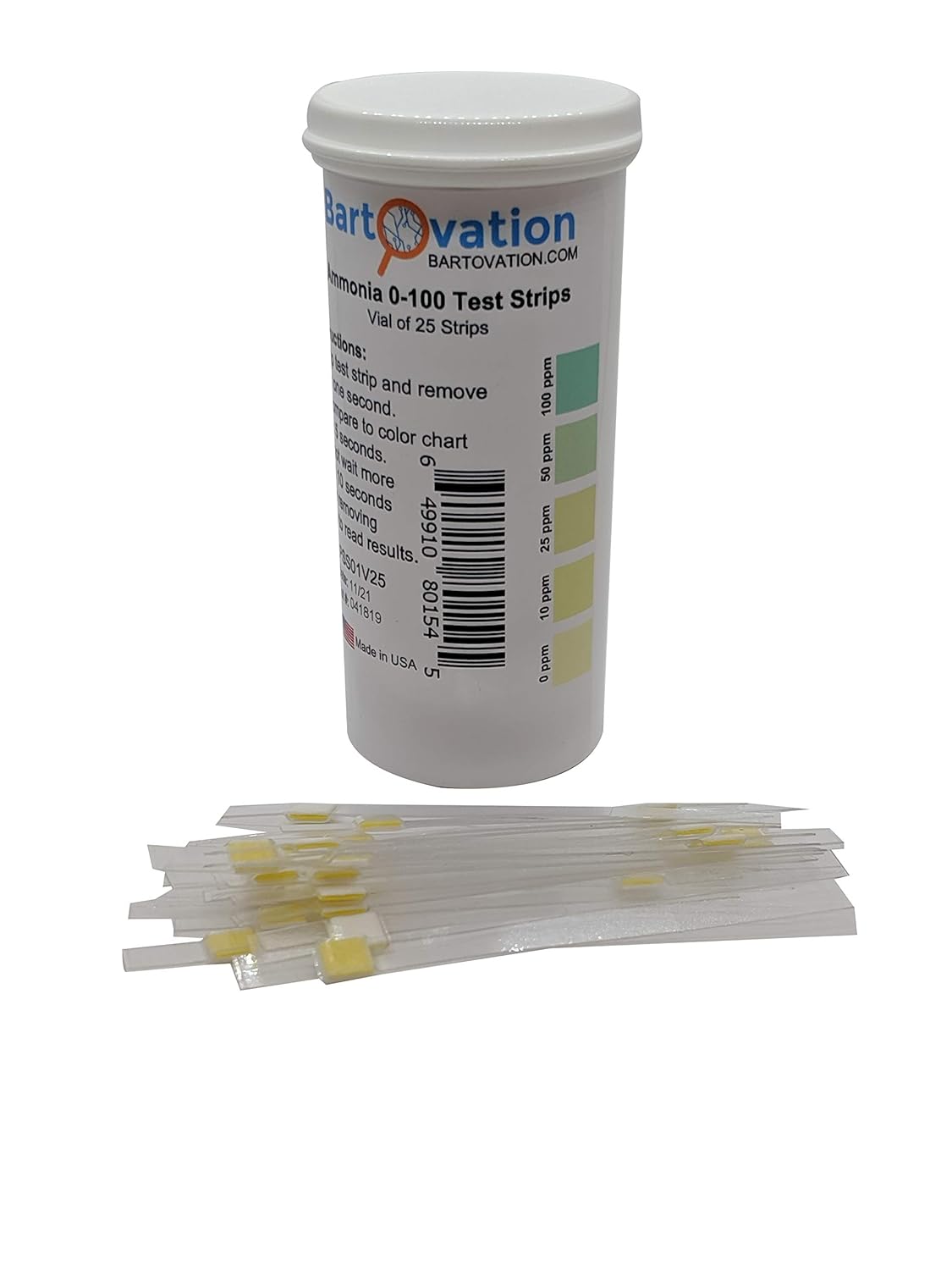 Ammonia Test Strips 0100 ppm [Vial of 25 Strips] BigaMart