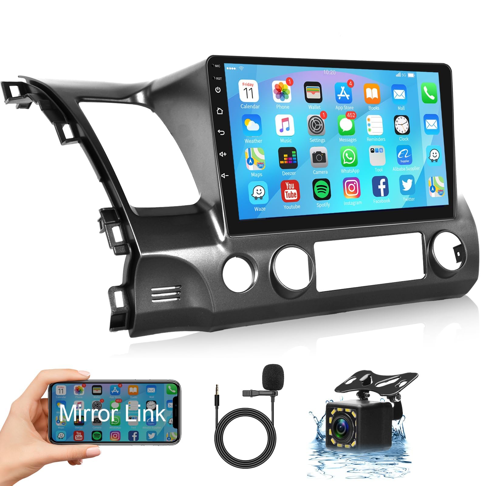 Photo 1 of **NOT IN ORIGINAL PACKAGE**for Honda Civic 2006-2011 Android Car Stereo 10.1“ HD Capactive Touchscreen Car Audio Support WiFi Mirror Link GPS Navigation Radio Backup Camera Multimedia Player Headunit