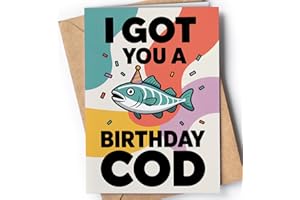 Fishing Birthday Card for Men or Women - Fish Themed Funny Birthday Card Pun for Grandpa, Husband or Dad - Cute and Funny Fis