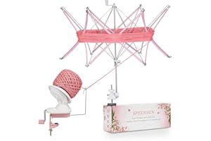 SPEENSUN Yarn Winder and Swift Combo, Efficient 3.5 OZ Yarn Cake Maker, Adjustable Angle/Height Yarn Swift Turn Loose Yarn into Tidy Skeins, Easy-to-Install Yarn Spinner for Yarns Below Size 5