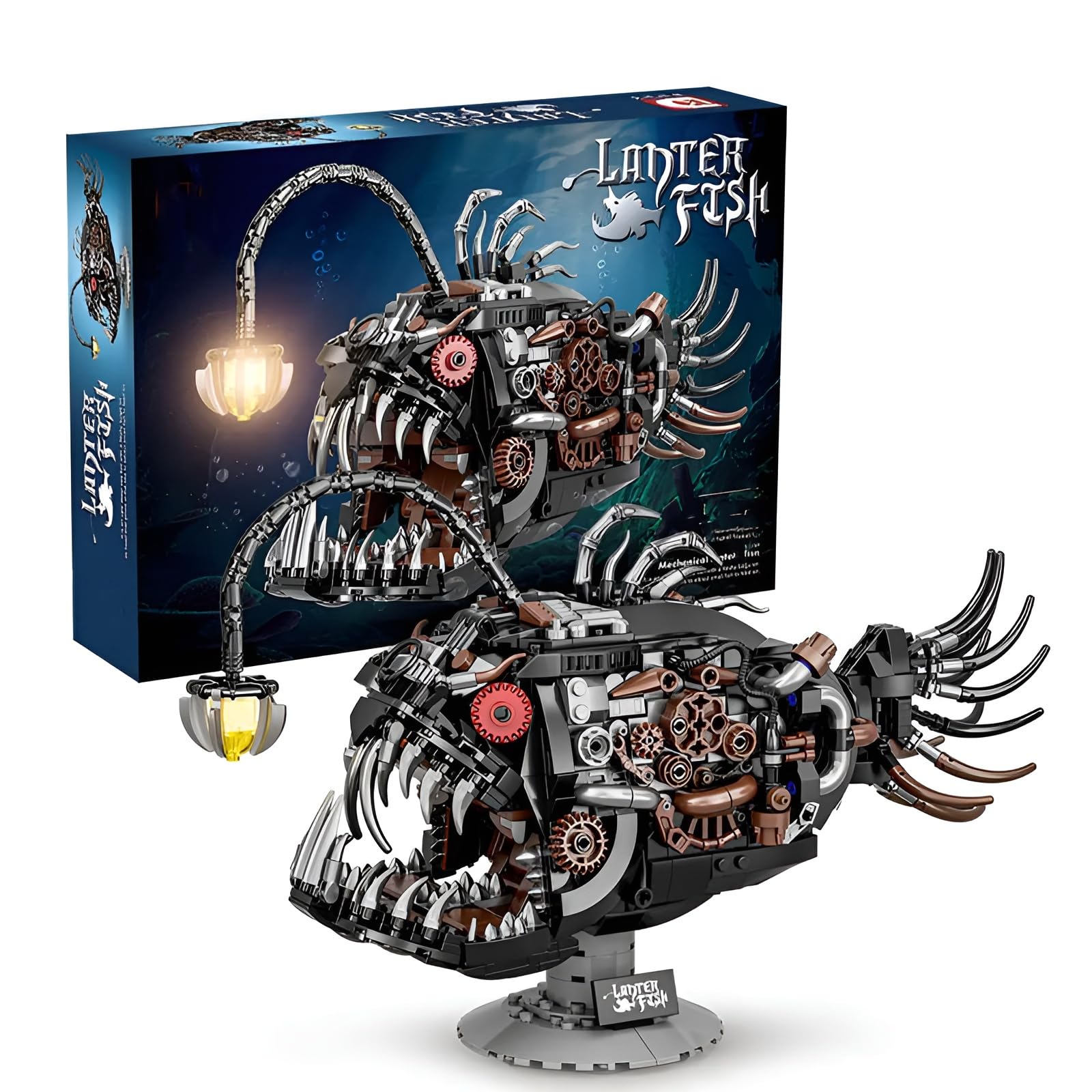 Technick Lantern Fish with Base Building Set, 1033 PCS Steampunk Retro Animal Building Bricks Kit, STEM Magic Creature Animal Model Toys, Creative Gifts Decor Adults Boys Girls — image 1