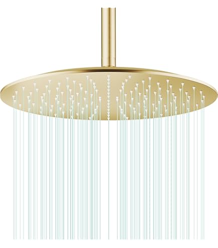 GGStudy 12 Inches Round Rain Shower Head Large Stainless Steel High