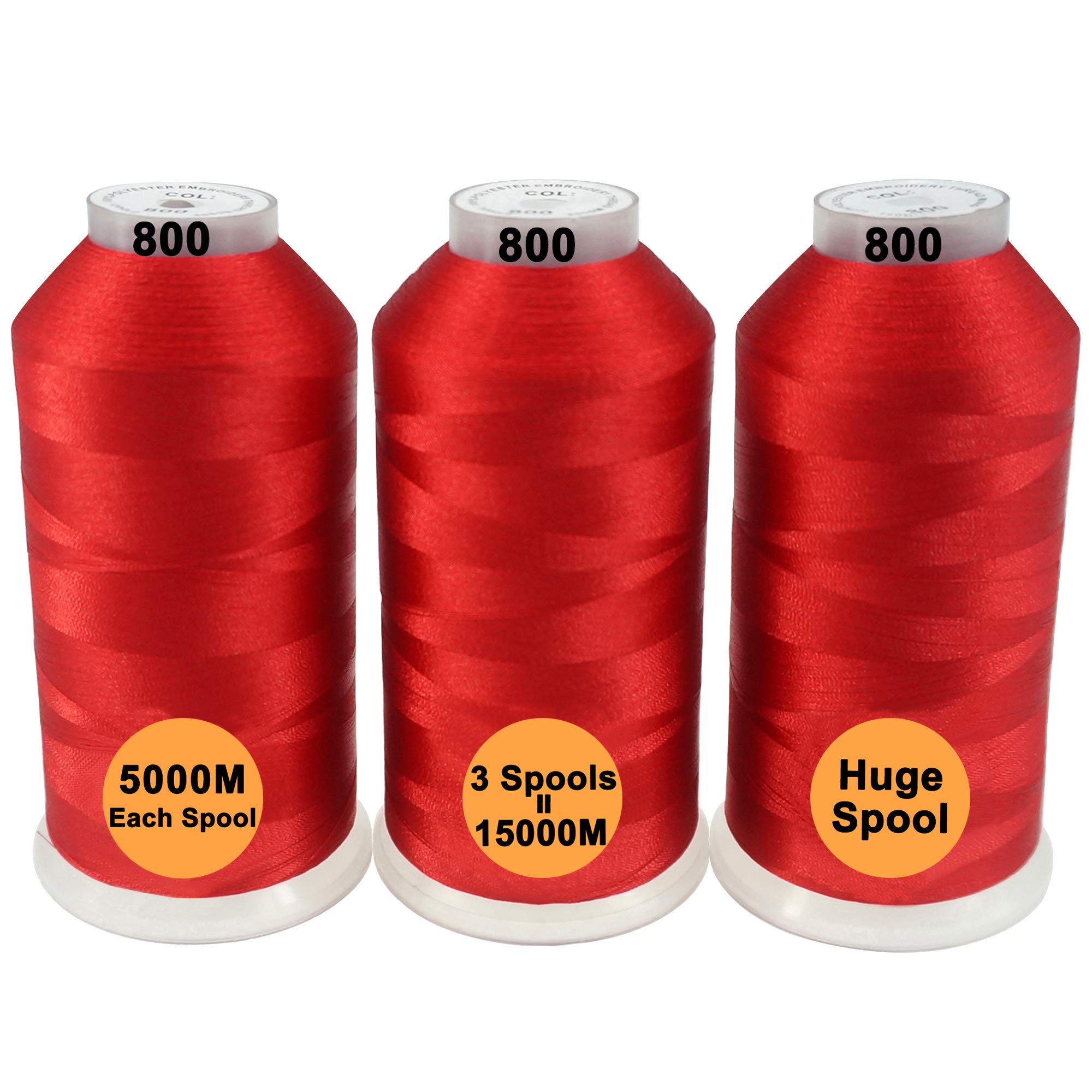 Photo 1 of New brothreads - 40 Options- Various Assorted Color Packs of Polyester Embroidery Machine Thread Huge Spool 5000M for All Embroidery Machines -3xRed