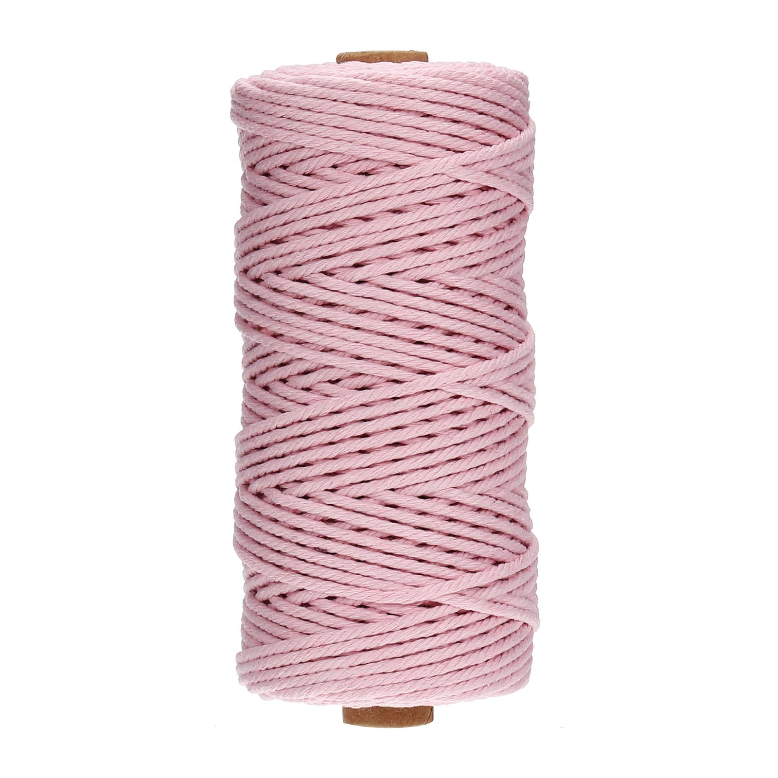 PATIKIL 3mm x 109 Yard Macrame Cord, Soft Cotton Colored Macrame Yarn String 4 Strand Twisted for Wall Hanging Plant Hanger Dreamcatcher DIY Knitting Supplies, Light Pink