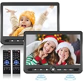 Arafuna 10.5" Dual Portable DVD Player, Rechargeable Car Headrest Screen | Play Same or Two Different Movies, 5-Hour Battery, AV/USB/SD Support, Last Memory, two mounting brackets straps