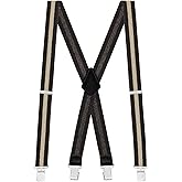 Buyless Fashion Textured Suspenders for Men - 48" Adjustable Straps 1 1/2" - X Back with Metal Clips