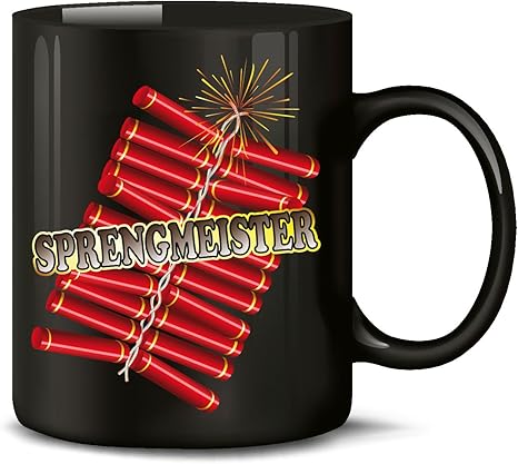 Silvester Sprengmeister 4508 Fun Tasse Neujahr Boller Raketen Knaller Deko Pyrotechnik Feuerwerk Fun Becher Kaffeetasse Kaffeebecher Schwarz Silvesterdeko Zubehor Geburtstag Raketen Polen Batterie Amazon De Kuche Haushalt