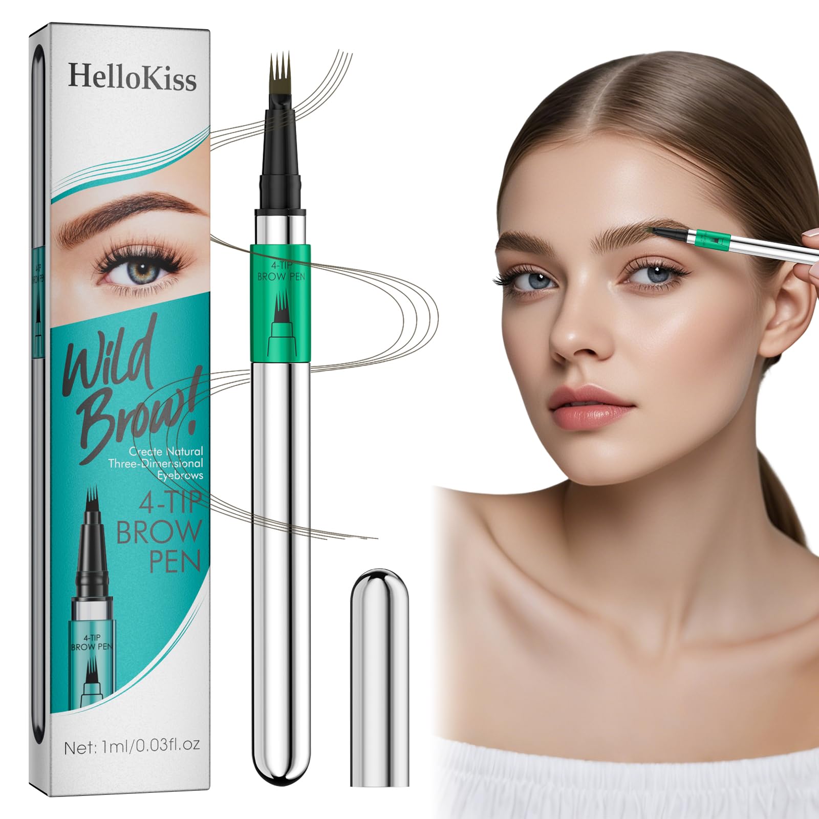 Microblading Waterproof Eye Brow Pencil - 3D Waterproof Smudgeproof Eyebrow Pencil with 4 Micro-Fork Tip Long-lasting Brow Pen Creates Natural Looking Defined Eyebrows (01#)