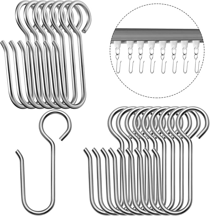 Metal Curtain Track Hooks S Shaped Small Curtain Hooks Stainless Steel