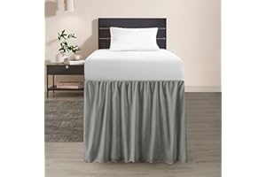 TSUTOMI Dorm Room Bed Skirt Twin XL - College Dorm Bed Skirt - Extra Long Dorm Room Bed Skirt 36 Inch Tailored Drop- 100% Microfiber Dorm Room Bedskirts- College Dorm Bed Skirt- Light Grey, Twin-XL /36 Drop