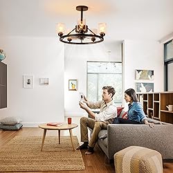 KINGTORO 24" Chandelier Ceiling Fans with Lights