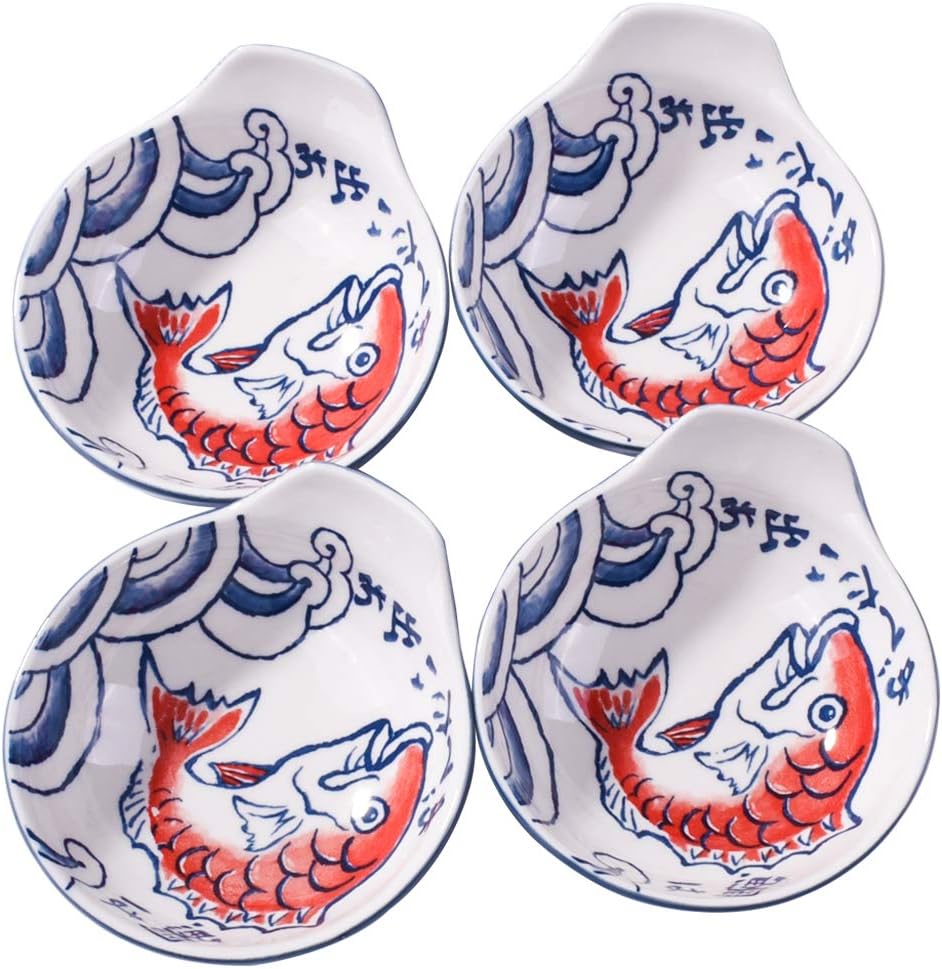 Japanese Dipping Bowls set of 4, Soy Sauce Dish, Dessert