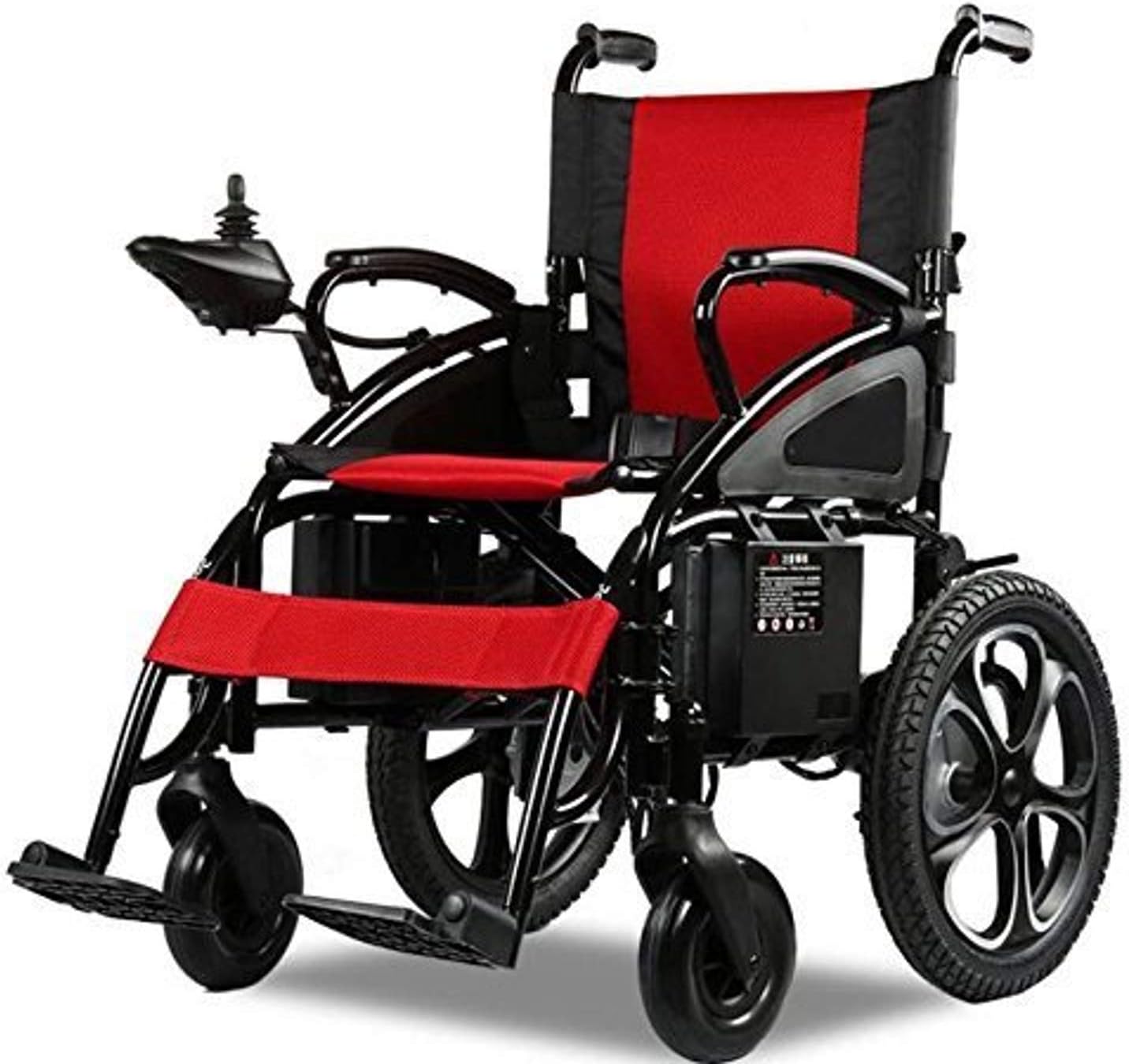 Electric Wheelchair Electric Motorized Wheelchair Portable Folding Lightweight Electric Wheel Chair (RED)