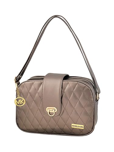 MK Whitney Gun Metal Color Top Zip Imported Genuine leatherette Bag for Girls and Women