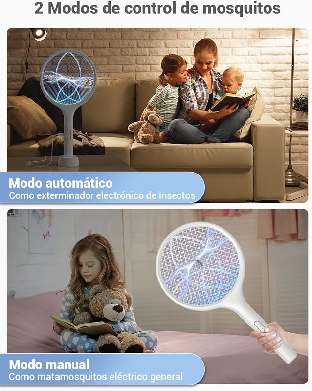 Raqueta Mosquitos Electrica 4000V Mata Mosquitos Electrico 2 en 1