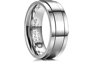 King Ring 8mm Ultra Polished Spinner Rings – Premium Shiny Flat Stainless Steel Fidget Rings for Men & Women – Designed in US