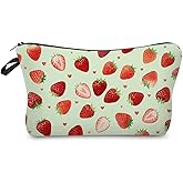 Livel lhood Strawberry Makeup Bag Cute Small Makeup Organizer Zipper Pouch Mint Strawberries Cosmetic Bag Birthday Present for Women Friends