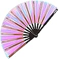 SoJourner Bags Rave Fan - Large Folding Fan - Clack Fan Hand Fan for Raves, Halloween, Burlesque, Rainbow Outfits for Women & Festival Accessories