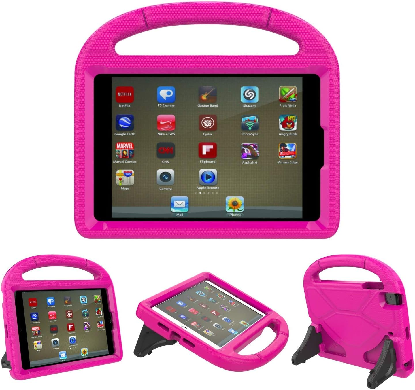 iPad 9.7 Case, iPad 9.7 Covers for Kids - ThreeJ Light Weight Portable Shockproof Super Protection Handle Stand Cover for iPad 9.7 2018/2017 (iPad 9.7-inch, Pink)