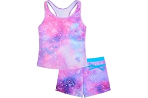Uhnice Girls Swimsuit Two Piece Tankini Swimwear with Boyshort