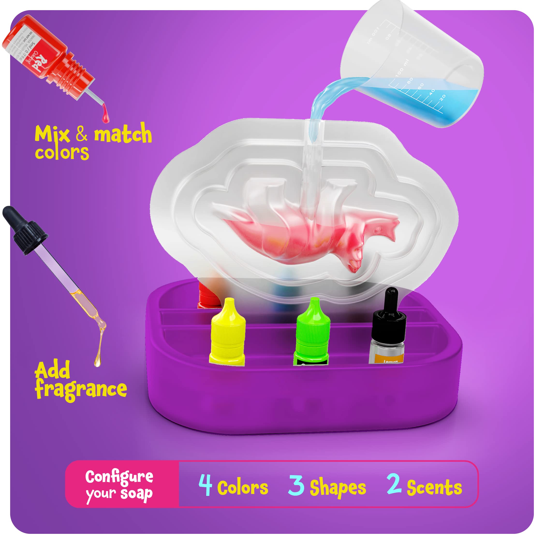 Dan&Darci Dino Soap Making Kit for Kids, Dinosaur Science Toys Kits, Gifts for Kid All Ages, DIY Activities Craft - Art Crafts Gift Set for Boys and Girls Age 3 4 5 6 7 8 12 Year Old Boy
