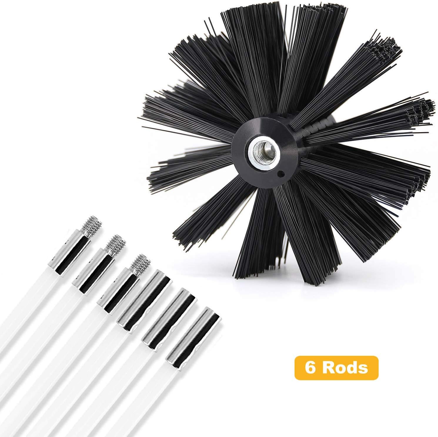 HaoCH Dryer Duct Cleaning Kit, Flexible Lint Remover, Extends Up to 12 Feet, Can Use with A Power Drill or Without A Power Drill, Includes 6 Flexible Rods, Synthetic Brush Head (Black)