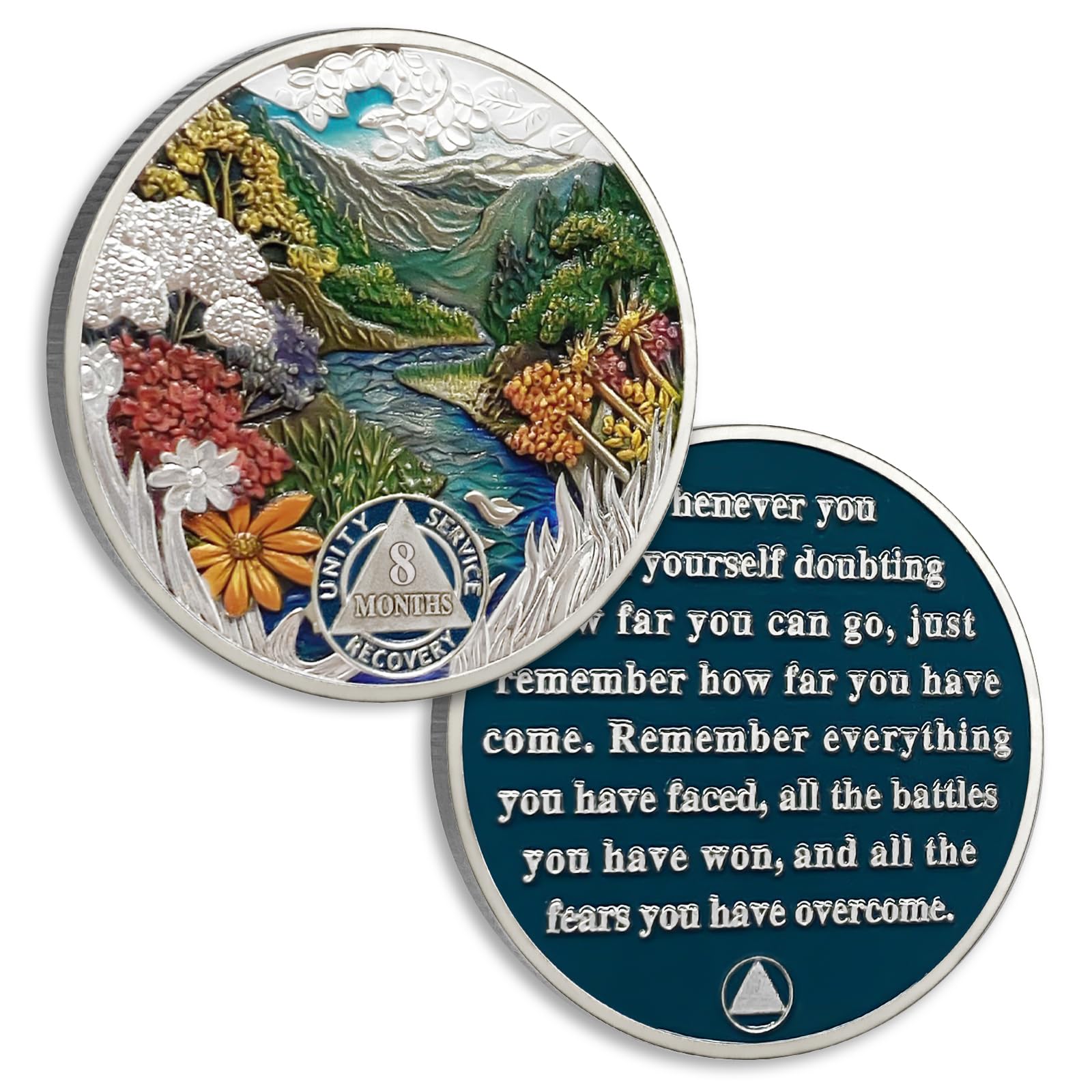 Summer 8 Month Sobriety Chip Eight Month Sobriety Coins AA Chips and Medallion Tree of Life Coin Serenity Prayer Coin Recovery Anniversary Token Sobriety Gifts for Men Women Alcoholics Anonymous Gift