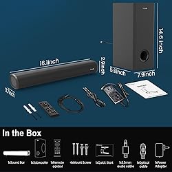 littoak Soundbar with Subwoofer, 2.1 soundbar for