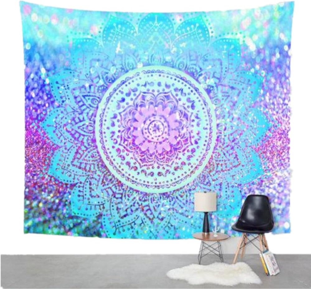 Jiamingyang Flower Elephant Print Wall Hanging Tapestry Bohemian Room Decor Bedding Rug (Large/80" x 60", Blue)
