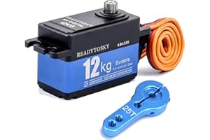 Readytosky Digital 12kg Servo 180 Degree High Torque Full Metal Gear Low Profile Servo+25T Steering Servo Arm for 1/10 RC Car