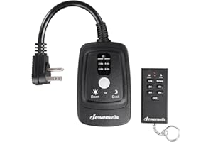 DEWENWILS Dawn to Dusk Outdoor Timer for Swimming Pool, 125V/ 15A Plug in Sensor Outlet Timer Waterproof, 100FT Range Remote Control with 2 Grounded Electrical Outlets for Pool Pumps, Fountain, UL