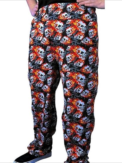Amazon ホットレザーズ Hot Leathers ド派手なミラースカル パンツ メンズ ルームウェア 大きいサイズ ボトムス 3xl ルームウェアボトムス 通販