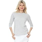 ESTEEZ Small Heather Grey Ladies Tee Shirts - Under Scrubs - Casual Basic Plain Cotton Tops (EX801941GREYMIXS)