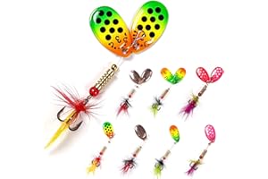 wondersee Fishing Spinners Trout Lures for Rivers Rainbow Trout Baits Pulsating Hackle Tail, Pack of 8