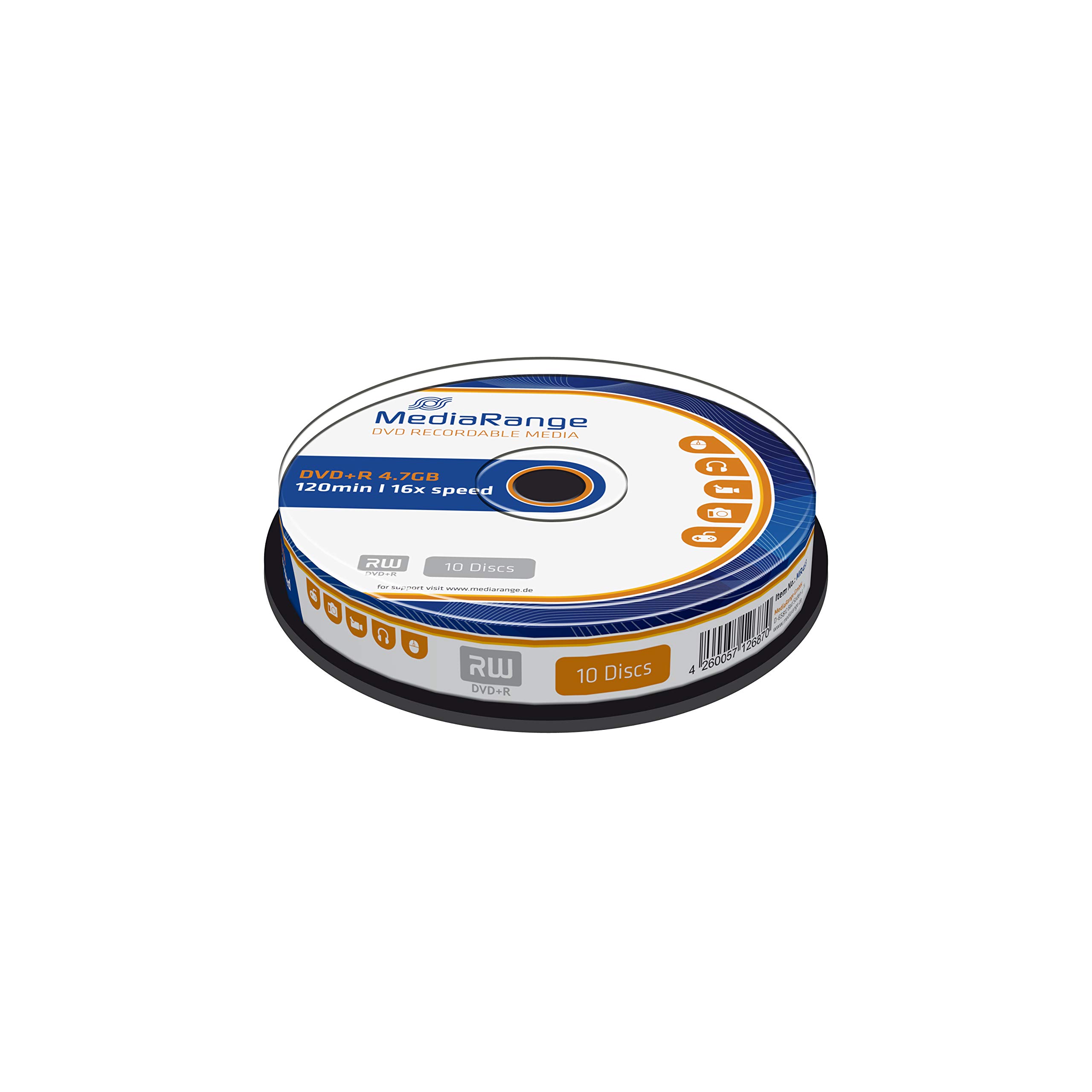 MediaRange MR453 DVD+R 4.7GB 16x (10) Cake Box once writable