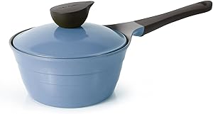 Neoflam 1.5qt Eela Covered Cast Aluminum Saucepan with Bakelite Handle and Ecolon Non-Stick Coating, Deep Blue