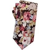 Mantieqingway Men's Cotton Floral Neck Tie 2.56'' Printed Skinny Tie