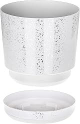 KORAD White with Silver Flecks Indoor Plant Pots 26 cm 10.2 in Drainage view 6