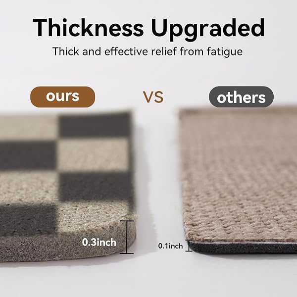 YDKGL KITCHEN MATS FOR FLOOR, SUPER ABSORBENT KITCHEN RUGS NON SLIP WASHABLE, LINEN-LOOK WOVEN CUSHION KITCHEN RUNNER RUG, KITCHEN SINK STANDING MAT, BLACK BEIGE CHECKERED 17″X30″