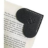 Personalized Leather Book Marks, Heart Bookmark, Unique Cute Handmade Letter Bookmarks Accessories for Reading Women, Teacher, Student, Book Lovers Book Mark Gifts (Black, S)