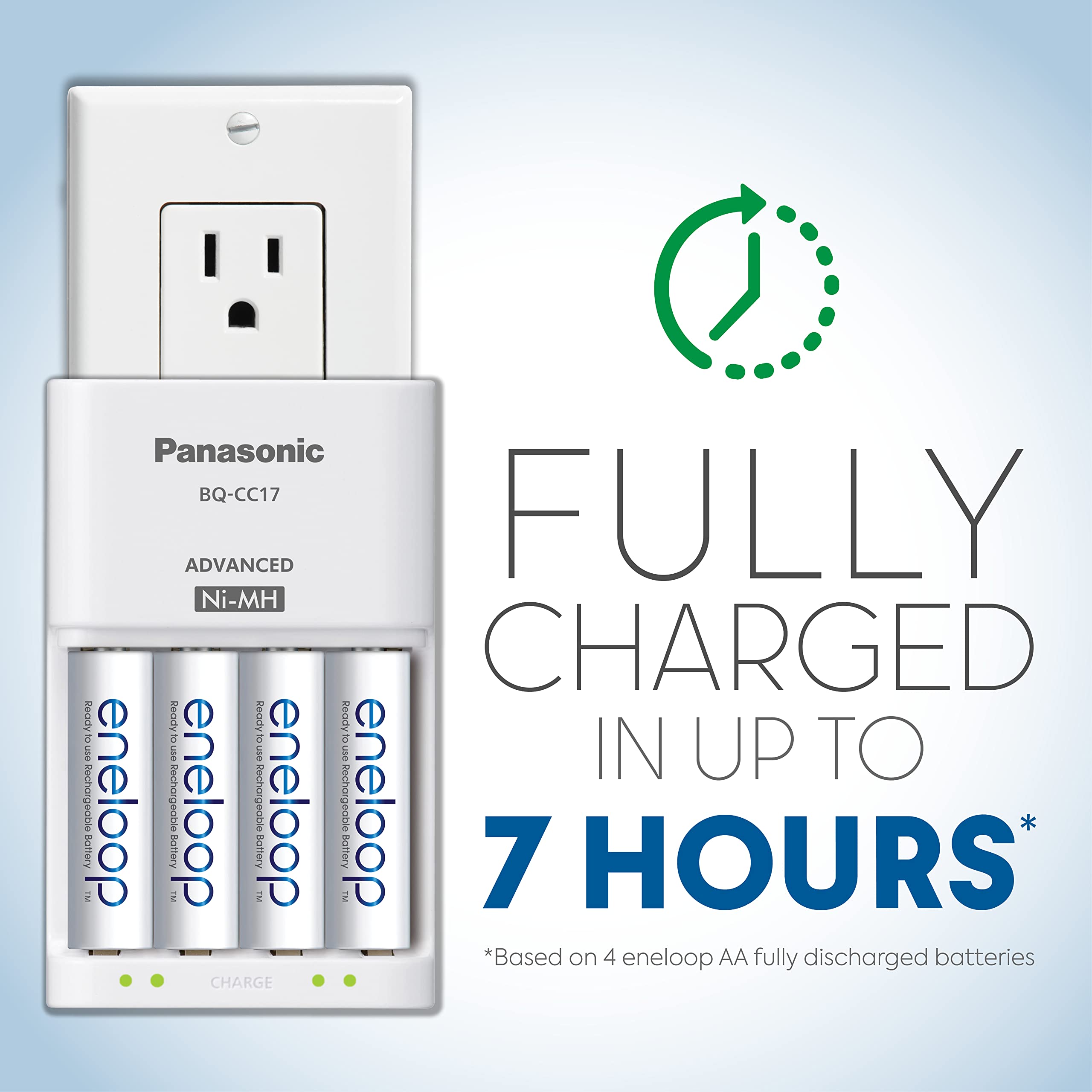 Panasonic K-KJ17MCA4BA Advanced Individual Cell Battery Charger Pack with 4 AA eneloop 2100 Cycle Rechargeable Batteries