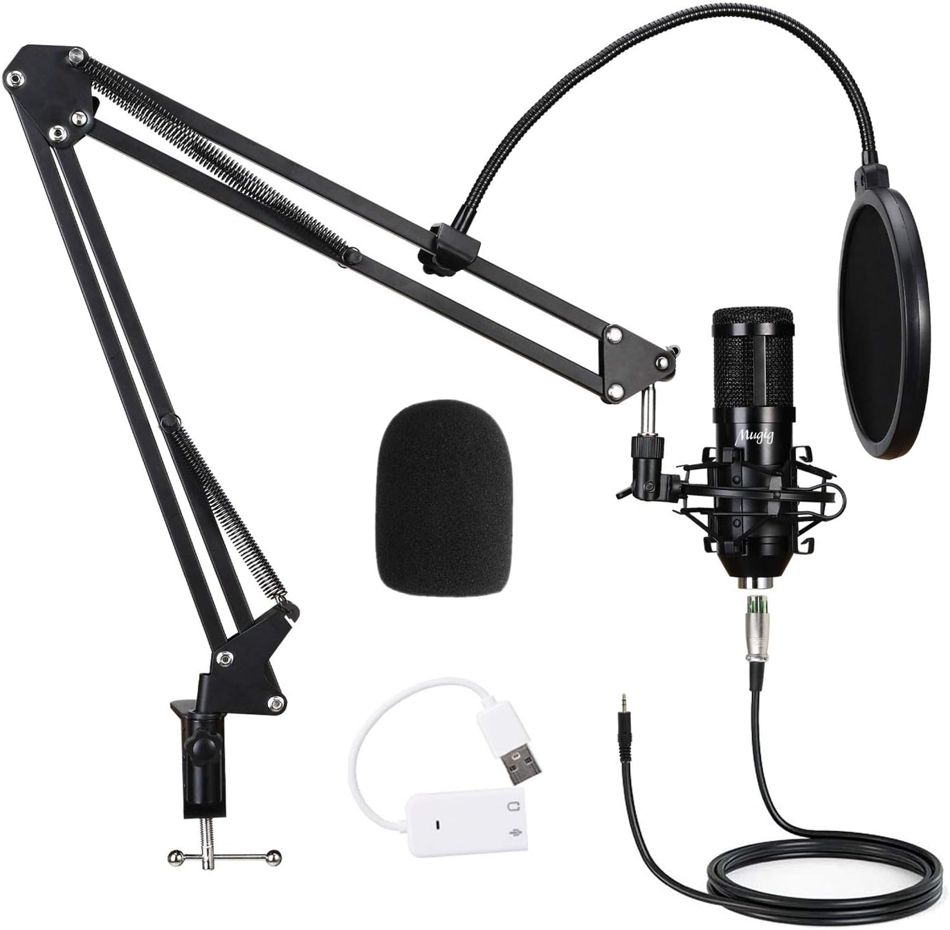 Condenser Microphone for Computer, Mugig PC Microphone Kit, Professional Recording Microphone