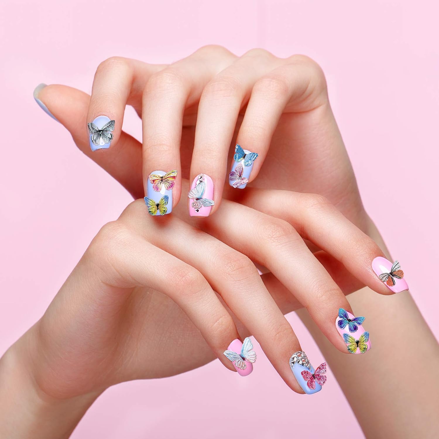 PAGOW 90pcs 3D Acrylic Butterfly Charms for Nails, 18 Colors Butterfly Nail Glitter Sets, Novel Design Acrylic Butterfly Nail Charms for Nail Art Decoration & DIY Crafting Design: Kitchen & Dining