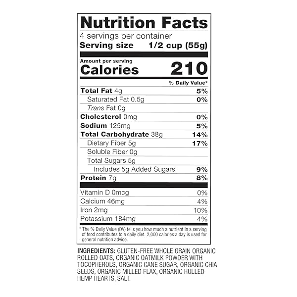 OATSOME ORGANIC OVERNIGHT OATS WITH CHIA, FLAX, & HEMP, GLUTEN-FREE OATMEAL WITH 7G OF PROTEIN, 7.8OZ BAG