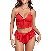 Avidlove Sexy Pajamas for Women Set Sheer Lingerie Set 2 Piece Mesh Cami Shorts Nightwear