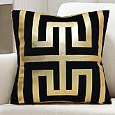 Tycdiose Gold Geometric Stripe Print Throw Pillow Cover 20 x 20 Inch Decorative Couch Pillow Cover Soft Black Velvet Cushion Covers Case Modern Pillowcase for Couch Sofa Bed Living Room