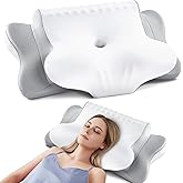DONAMA Cervical Neck Pillow for Pain Relief, Orthopedic Contour Neck Pillow with Memory Foam Ergonomic Pillows with Dual Heig